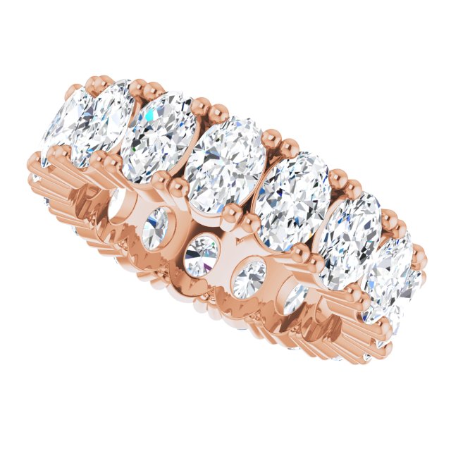 10K Gold Oval Lab-Grown Diamond Shared-Prong Eternity Band – 6x4 mm Stones - Rose Gold - view 5