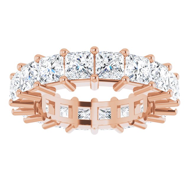 10K Gold Square Lab-Grown Diamond Shared-Prong Eternity Band – 4x4 mm Stones - Rose Gold - view 3