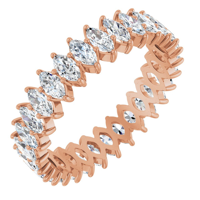 14K Gold Marquise Lab-Grown Diamond Shared-Prong Eternity Band – 4x2 mm Stones - Rose Gold