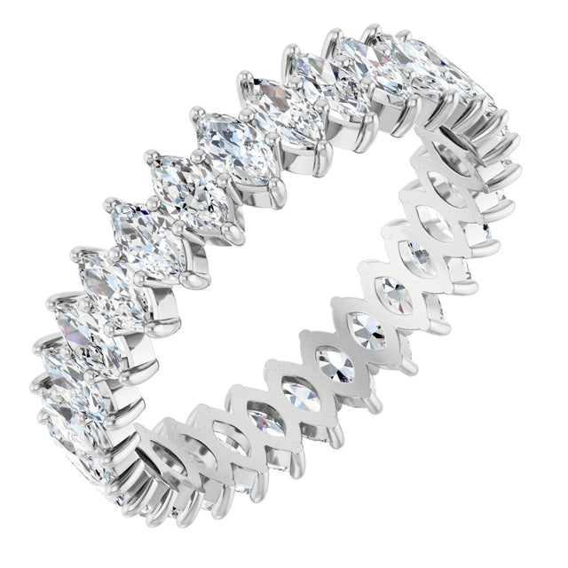 Platinum Marquise Natural Diamond Shared-Prong Eternity Band – 4x2 mm Stones