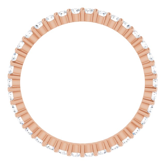 10K Gold Round Natural Diamond Shared-Prong Eternity Band – 1.7 mm Stones - Rose Gold - view 2