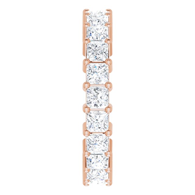 10K Gold Square Lab-Grown Diamond Shared-Prong Eternity Band – 3x3 mm Stones - Rose Gold - view 4