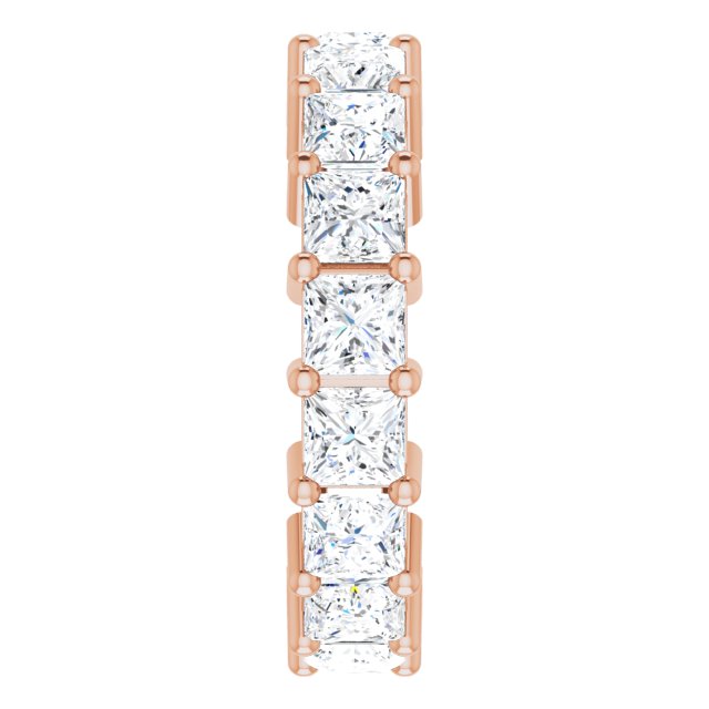 10K Gold Square Natural Diamond Shared-Prong Eternity Band – 4x4 mm Stones - Rose Gold - view 4