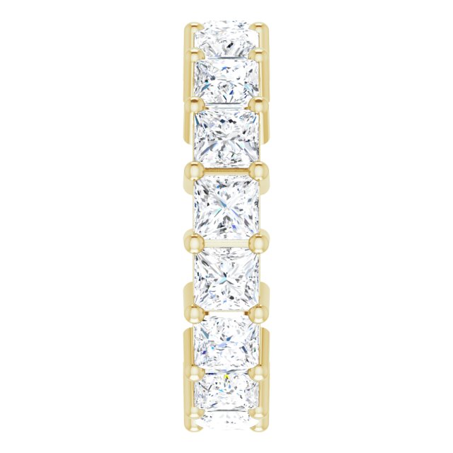 14K Gold Square Lab-Grown Diamond Shared-Prong Eternity Band – 4x4 mm Stones - Yellow Gold - view 4