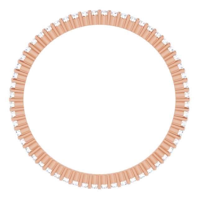 10K Gold Round Lab-Grown Diamond Shared-Prong Eternity Band – 1 mm Stones - Rose Gold - view 2