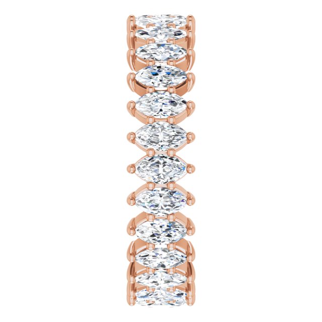 14K Gold Marquise Lab-Grown Diamond Shared-Prong Eternity Band – 4.25x2.25 mm Stones - Rose Gold - view 4