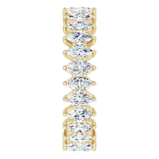14K Gold Marquise Natural Diamond Shared-Prong Eternity Band – 4.25x2.25 mm Stones - Yellow Gold - view 4