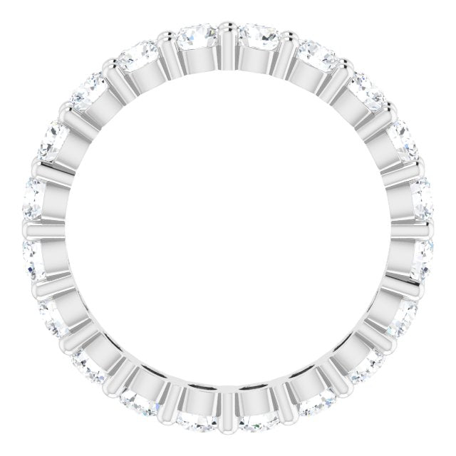 10K Gold Round Natural Diamond Shared-Prong Eternity Band – 3.2 mm Stones - White Gold - view 2