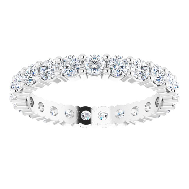 10K Gold Round Lab-Grown Diamond Shared-Prong Eternity Band – 2.75 mm Stones - White Gold - view 3