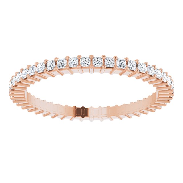 10K Gold Square Lab-Grown Diamond Shared-Prong Eternity Band – 1.25x1.25 mm Stones - Rose Gold - view 3