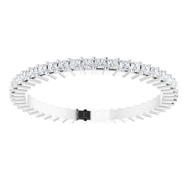 10K Gold Square Natural Diamond Shared-Prong Eternity Band – 1.25x1.25 mm Stones - White Gold - view 3