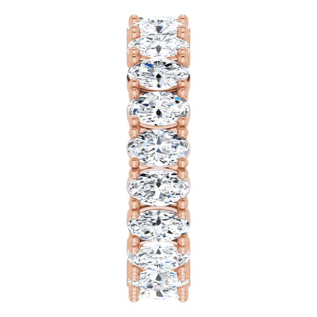 10K Gold Oval Lab-Grown Diamond Shared-Prong Eternity Band – 5x3 mm Stones - Rose Gold - view 4