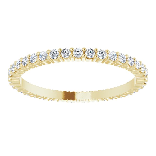 14K Gold Round Natural Diamond Shared-Prong Eternity Band – 1.5 mm Stones - Yellow Gold - view 3