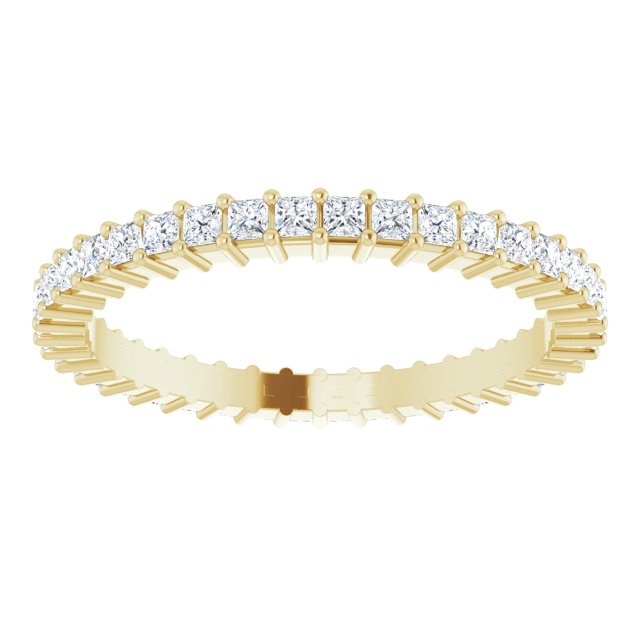 14K Gold Square Lab-Grown Diamond Shared-Prong Eternity Band – 1.5x1.5 mm Stones - Yellow Gold - view 3