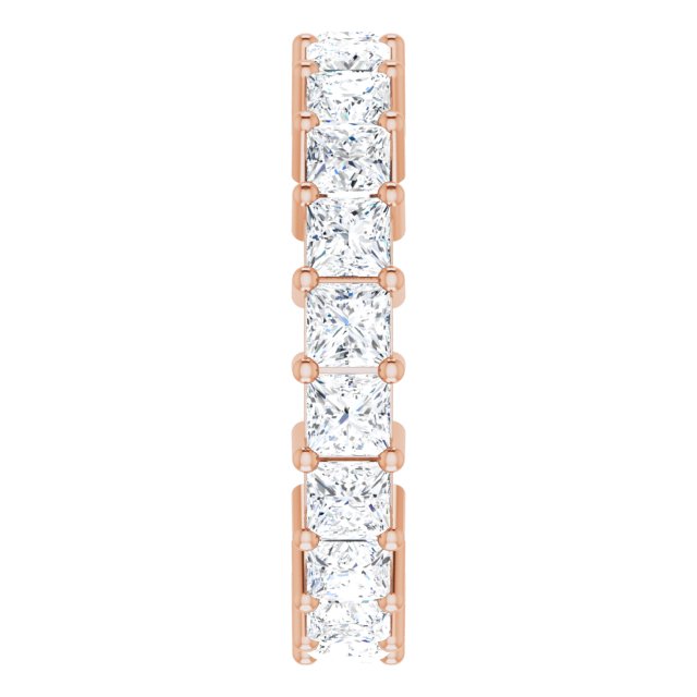 10K Gold Square Natural Diamond Shared-Prong Eternity Band – 3.25x3.25 mm Stones - Rose Gold - view 4