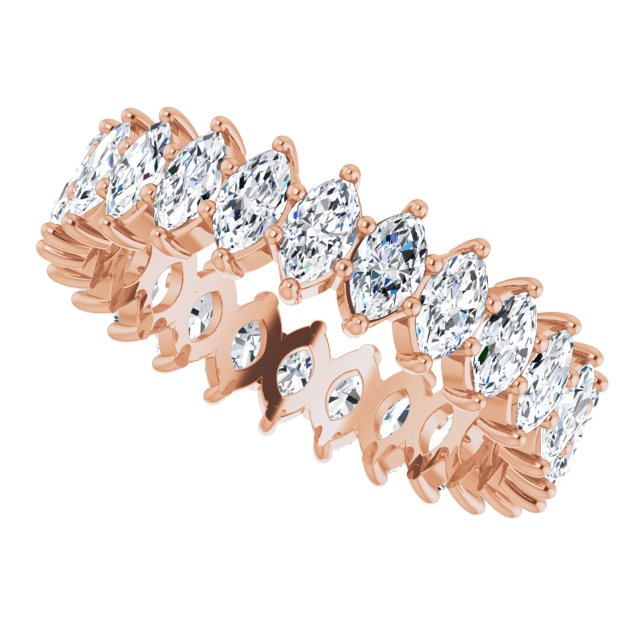 14K Gold Marquise Natural Diamond Shared-Prong Eternity Band – 4.5x2.5 mm Stones - Rose Gold - view 5