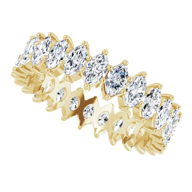 14K Gold Marquise Lab-Grown Diamond Shared-Prong Eternity Band – 4.5x2.5 mm Stones - Yellow Gold - view 5