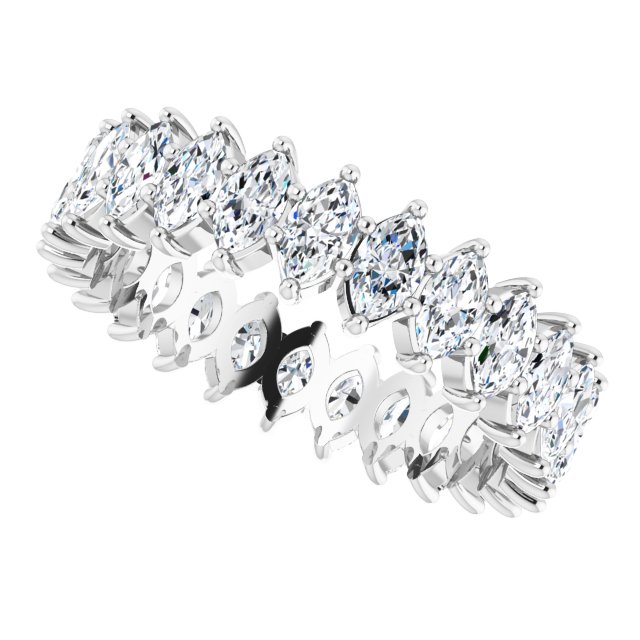 14K Gold Marquise Lab-Grown Diamond Shared-Prong Eternity Band – 4.5x2.5 mm Stones - White Gold - view 5