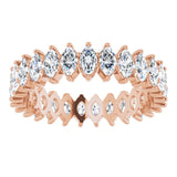 14K Gold Marquise Natural Diamond Shared-Prong Eternity Band – 4.25x2.25 mm Stones - Rose Gold - view 3