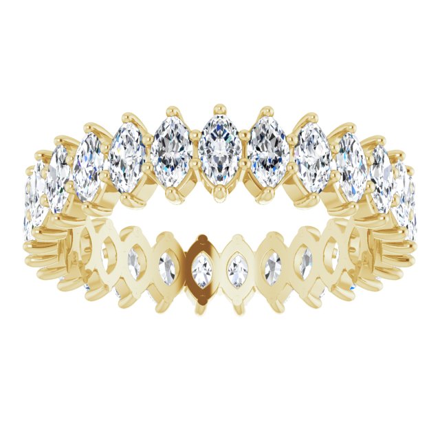14K Gold Marquise Lab-Grown Diamond Shared-Prong Eternity Band – 4.25x2.25 mm Stones - Yellow Gold - view 3