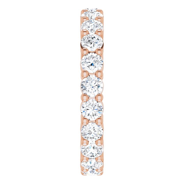 10K Gold Round Lab-Grown Diamond Shared-Prong Eternity Band – 3 mm Stones - Rose Gold - view 4