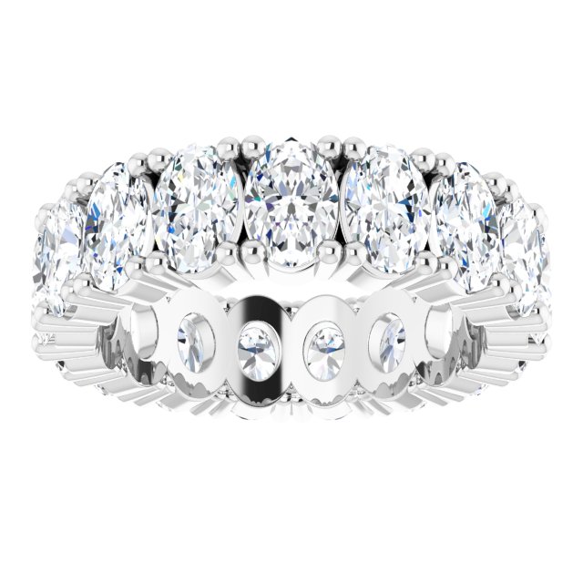 10K Gold Oval Lab-Grown Diamond Shared-Prong Eternity Band – 6x4 mm Stones - White Gold - view 3