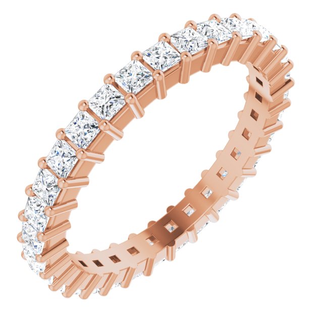 10K Gold Square Lab-Grown Diamond Shared-Prong Eternity Band – 2x2 mm Stones - Rose Gold