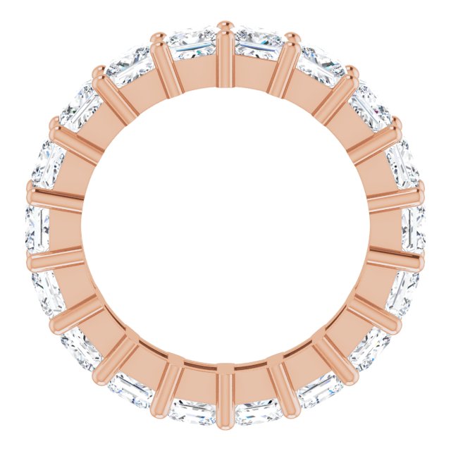 10K Gold Square Natural Diamond Shared-Prong Eternity Band – 4x4 mm Stones - Rose Gold - view 2