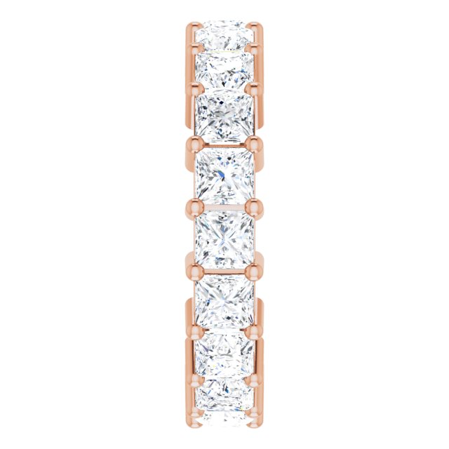 10K Gold Square Natural Diamond Shared-Prong Eternity Band – 3.5x3.5 mm Stones - Rose Gold - view 4