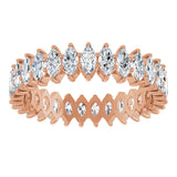 14K Gold Marquise Natural Diamond Shared-Prong Eternity Band – 4x2 mm Stones - Rose Gold - view 3