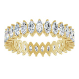 14K Gold Marquise Natural Diamond Shared-Prong Eternity Band – 4x2 mm Stones - Yellow Gold - view 3