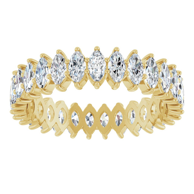 14K Gold Marquise Natural Diamond Shared-Prong Eternity Band – 4x2 mm Stones - Yellow Gold - view 3