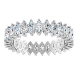 14K Gold Marquise Natural Diamond Shared-Prong Eternity Band – 4x2 mm Stones - White Gold - view 3