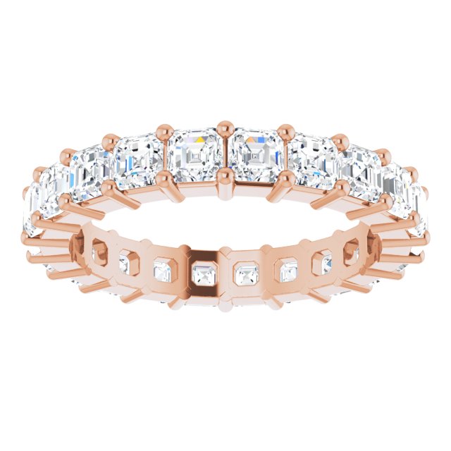 14K Gold Asscher Lab-Grown Diamond Shared-Prong Eternity Band – 3x3 mm Stones - Rose Gold - view 3