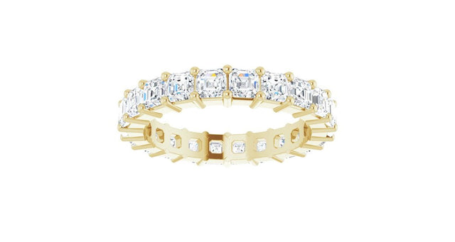 14K Gold Asscher Lab-Grown Diamond Shared-Prong Eternity Band – 3x3 mm Stones - Yellow Gold - view 3