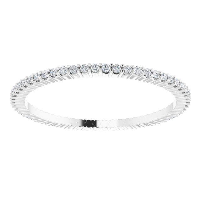 10K Gold Round Lab-Grown Diamond Shared-Prong Eternity Band – 1 mm Stones - White Gold - view 3