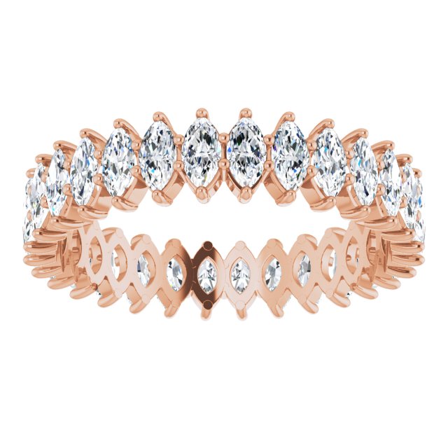 14K Gold Marquise Lab-Grown Diamond Shared-Prong Eternity Band – 4x2 mm Stones - Rose Gold - view 3