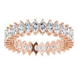 14K Gold Marquise Natural Diamond Shared-Prong Eternity Band – 4x2 mm Stones - Rose Gold - view 3