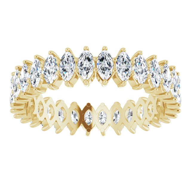 14K Gold Marquise Natural Diamond Shared-Prong Eternity Band – 4x2 mm Stones - Yellow Gold - view 3