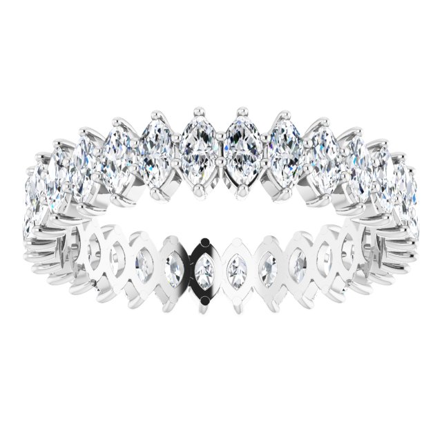 14K Gold Marquise Natural Diamond Shared-Prong Eternity Band – 4x2 mm Stones - White Gold - view 3