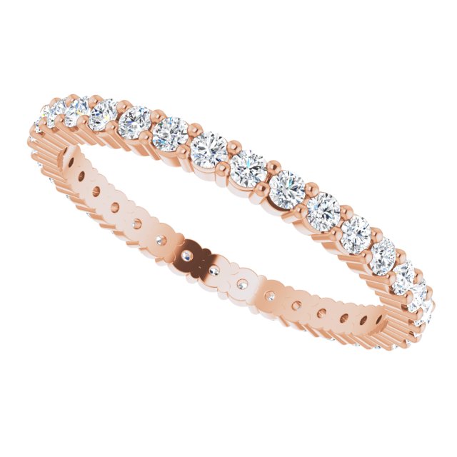 10K Gold Round Natural Diamond Shared-Prong Eternity Band – 2 mm Stones - Rose Gold - view 5