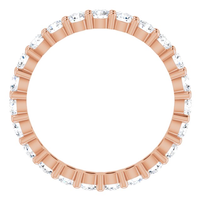 10K Gold Round Natural Diamond Shared-Prong Eternity Band – 2.75 mm Stones - Rose Gold - view 2