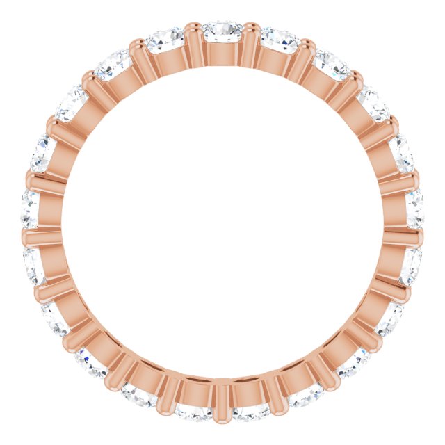 10K Gold Round Lab-Grown Diamond Shared-Prong Eternity Band – 3 mm Stones - Rose Gold - view 2