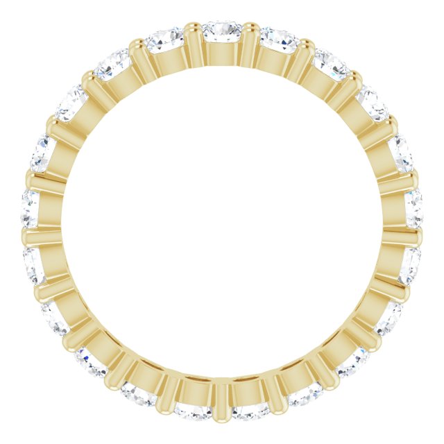 14K Gold Round Lab-Grown Diamond Shared-Prong Eternity Band – 3 mm Stones (1 3/4–2 1/3 CTW) - Yellow Gold - view 2