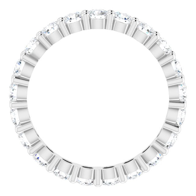 10K Gold Round Lab-Grown Diamond Shared-Prong Eternity Band – 3 mm Stones - White Gold - view 2