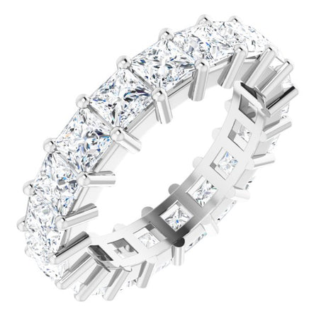 10K Gold Square Lab-Grown Diamond Shared-Prong Eternity Band – 3.75x3.75 mm Stones - White Gold