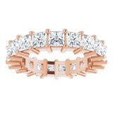 10K Gold Square Natural Diamond Shared-Prong Eternity Band – 3.5x3.5 mm Stones - Rose Gold - view 3