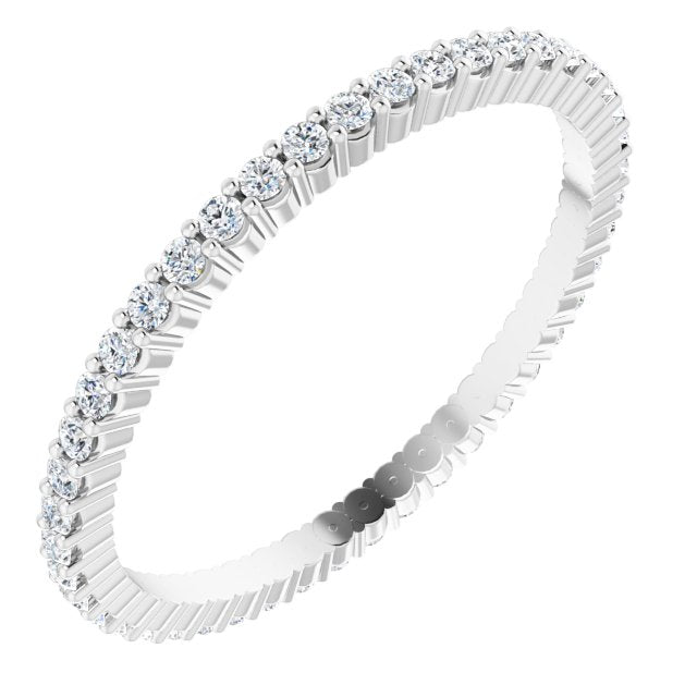10K Gold Round Lab-Grown Diamond Shared-Prong Eternity Band – 1.3 mm Stones - White Gold