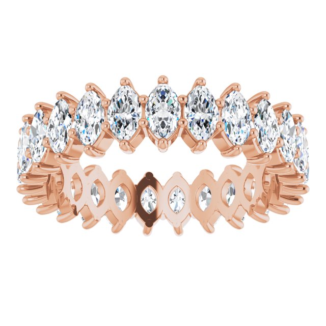 14K Gold Marquise Lab-Grown Diamond Shared-Prong Eternity Band – 4.5x2.5 mm Stones - Rose Gold - view 3