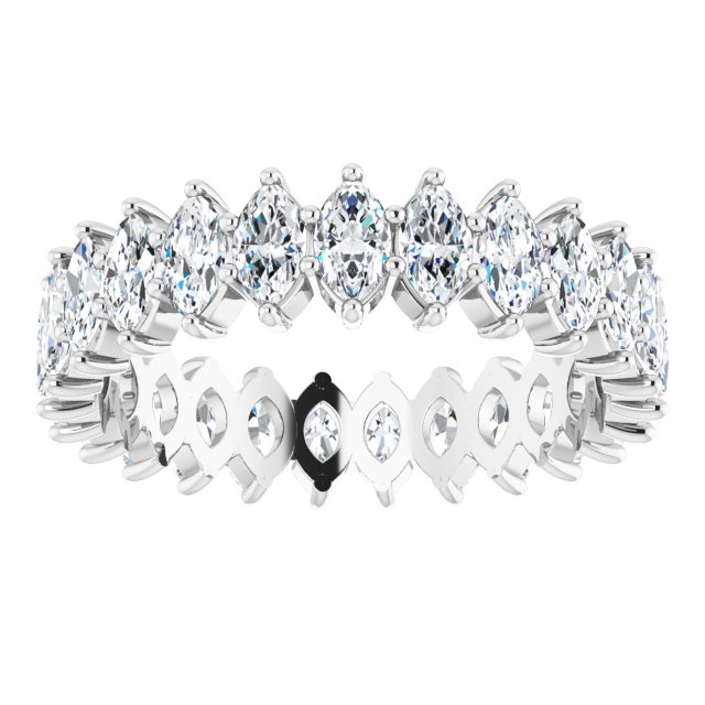 14K Gold Marquise Natural Diamond Shared-Prong Eternity Band – 4.5x2.5 mm Stones - White Gold - view 3